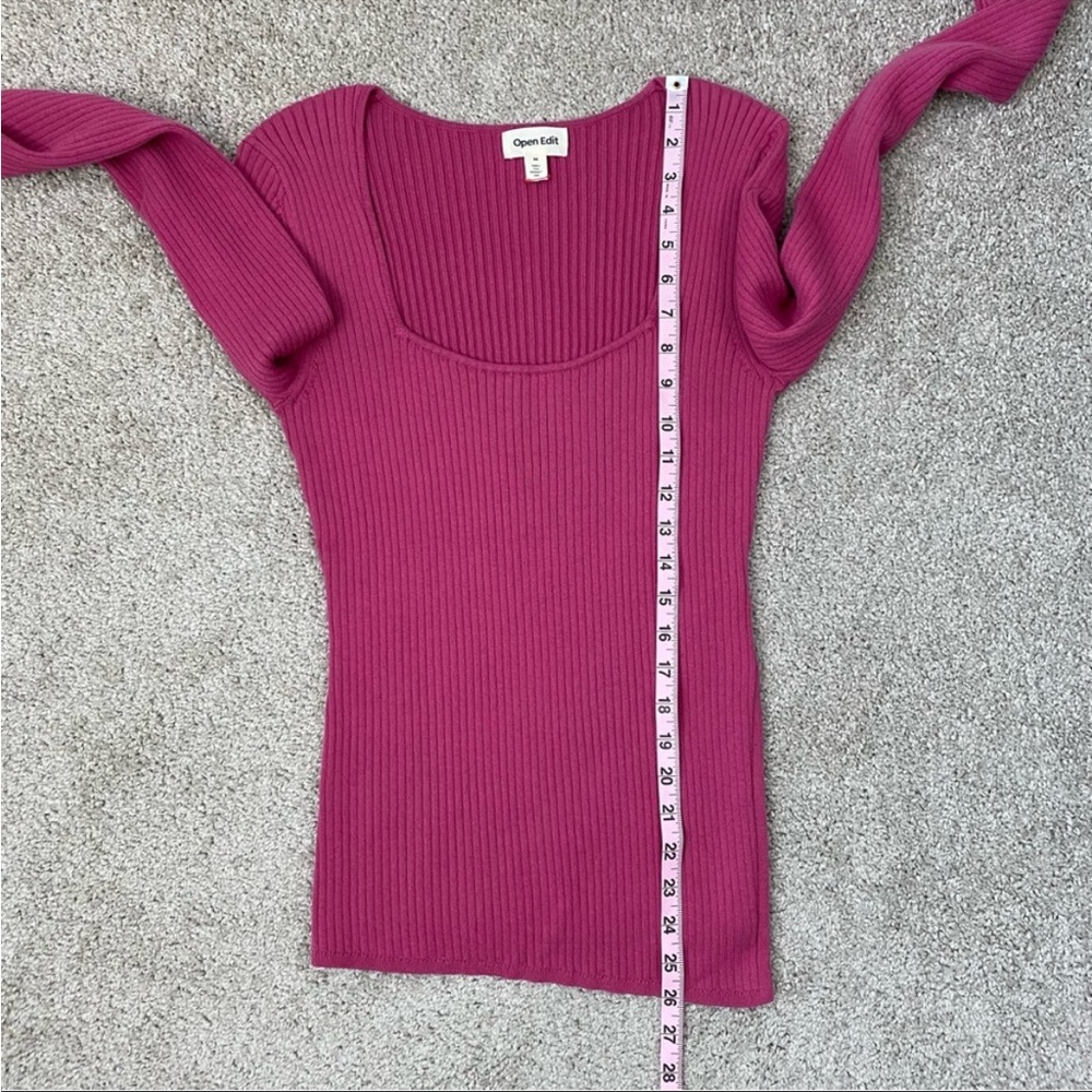 Open Edit Red Raspberry Side Slit Sweater - image 8